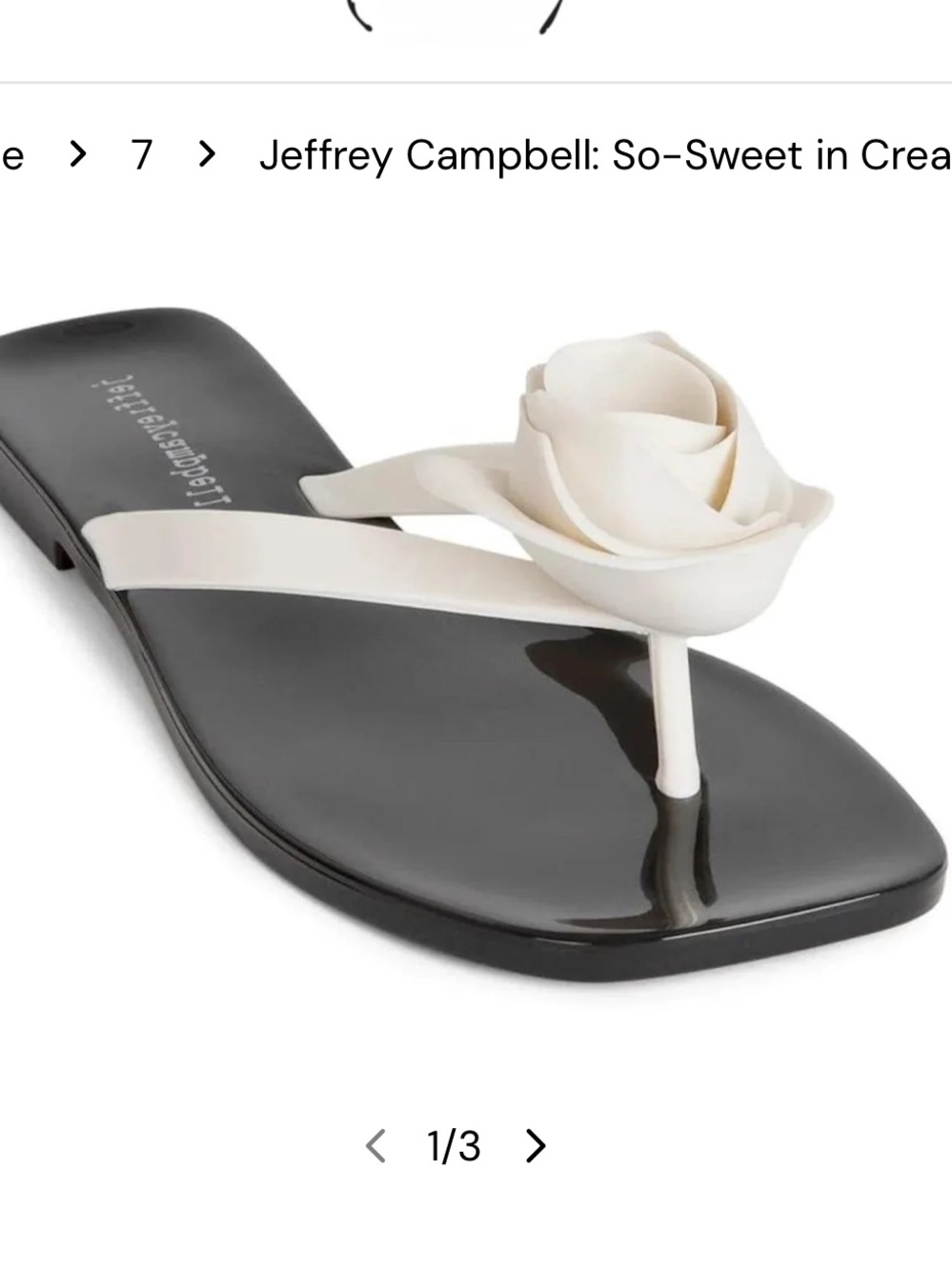 Jeffrey Campbell sweeten Black & Cream Floral Rose Flip Flop Sandals